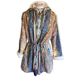 Johnny Was Thai Anorak Jacket, Size Large, Sherpa Fur Lining, Boho, New‎ no Tags